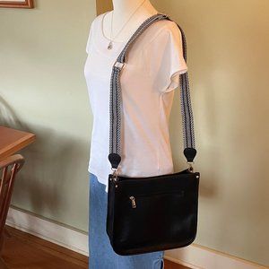 Beautiful Vegan Boho Crossbody Handbag and Purse Set (Black)